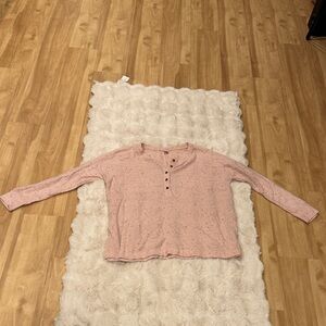 Old Navy Pink Speckled Henley Knit Top